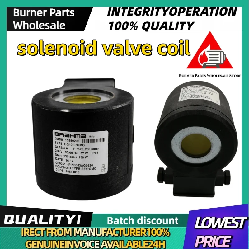 

230V High Temperature Resistant Copper Solenoid Coil for Industrial Gas Burner Replacement Parts