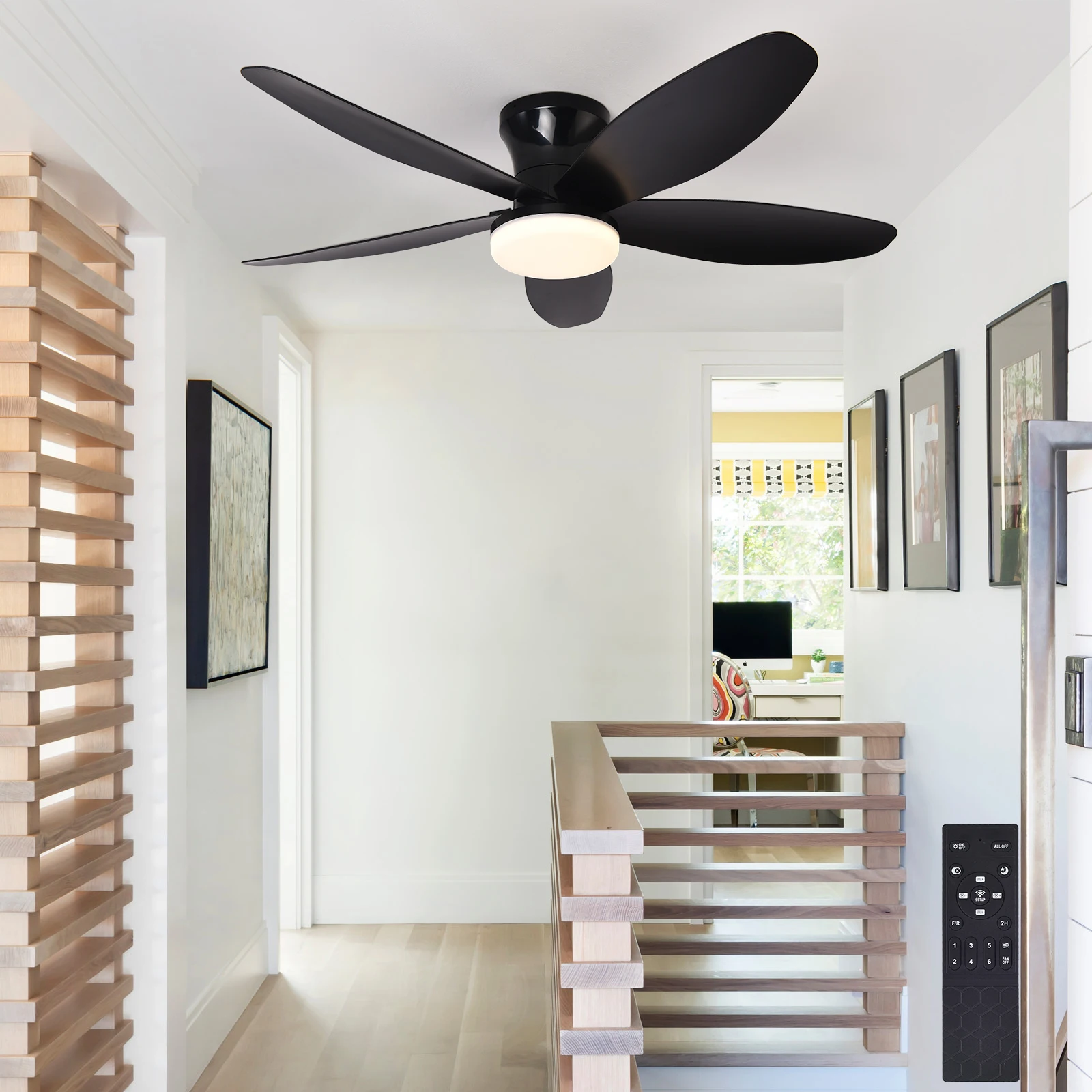 거실, 학습실, 가정용, 85-265V에 적합한 원격 제어 디밍 기능이 있는 LED 52W 천장 팬 조명