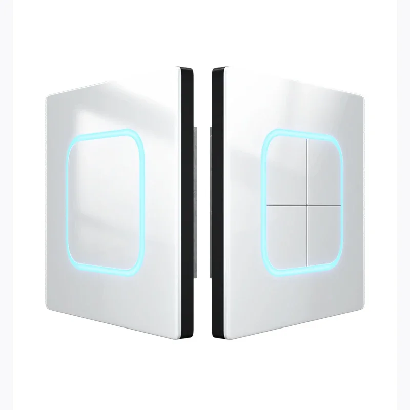 White Tempered Glass Large Aperture LED Switch 1 2 3 4 Gang 1 2 Way Lizard Point Switch Household Wall Switch