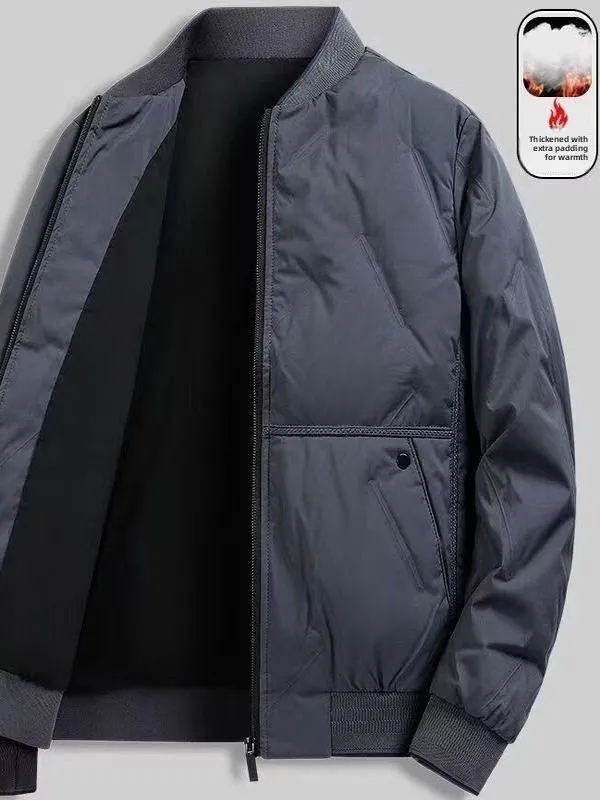 

Мужская пуховая куртка свободного кроя с воротником-стойкой, утепленная, в бейсбольном стиле, осенне-зимняя, повседневная, теплая, из полиэстера