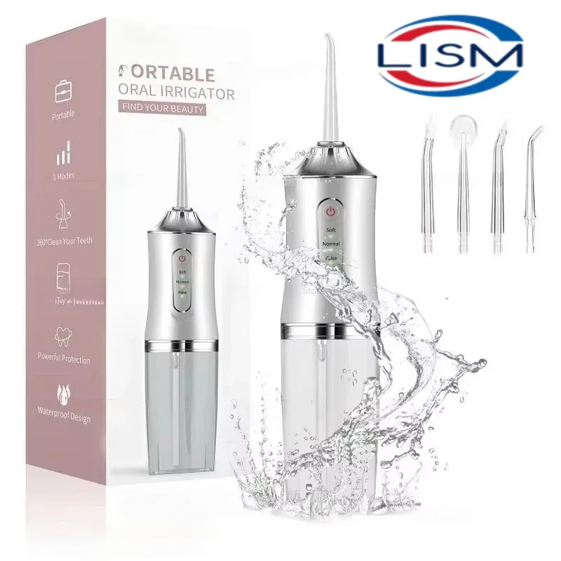 Irrigador Oral Eléctrico Inteligente Portátil, Limpiador Dental con 4 Boquillas y 3 Modos, Recargable
