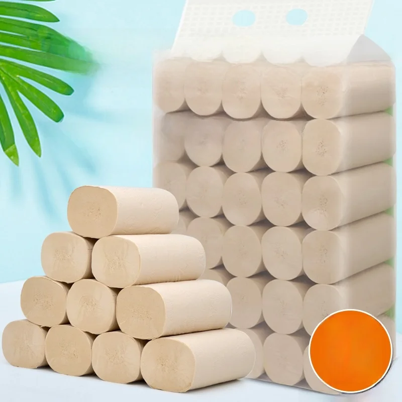 Large Pa Bamboo Pulp Toilet Paper 30 Rolls 60 Rolls Home Use Roll Towel Strong Wet Water Resistance No Fraance from China