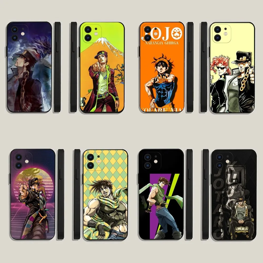 J-Jojo Bizarre Adventure Anime  Phone Case For iPhone 15,14,13,12,11,Plus,Pro Max,XS,X,XR,SE,Mini,8,7 Soft Silicone Black Cover