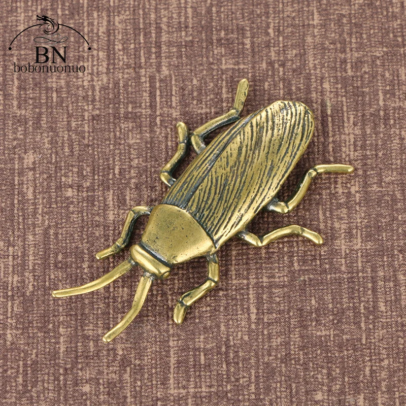 Brass Insect Cockroach Figurines Miniatures Desktop Ornament Tricky Spoof Insect Toy Retro Animal Small Statue Craft Collection