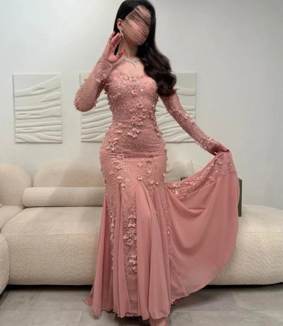 Luxury Pink Prom Pageant Dress 2026 Off the Shoulder 3D Flowers Beads Lace Birthday Mermaid Evening Formal Party Gowns Gala