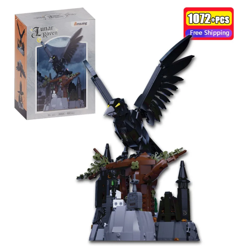 

Конструктор «Темный Ворон» (1072 детали), Лунный Ворон, развивающая игрушка-конструктор, креативные кирпичики-животные, обучающий подарок для взрослых и детей
