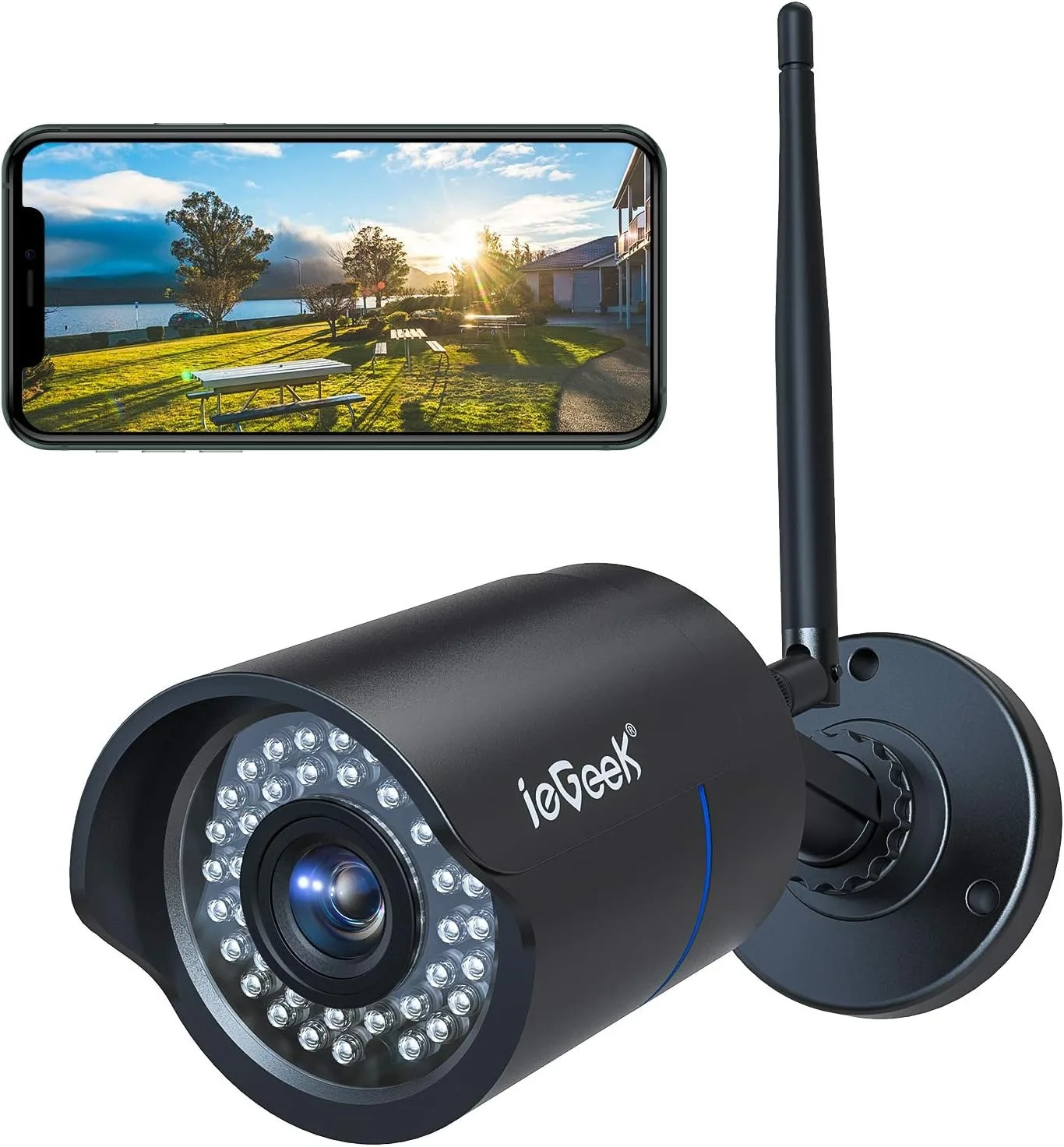 Camera Surveillance Exterieur, ieGeek Security Camera Outdoor with 25m Night Vision, 1080P WiFi Camera for Home Security