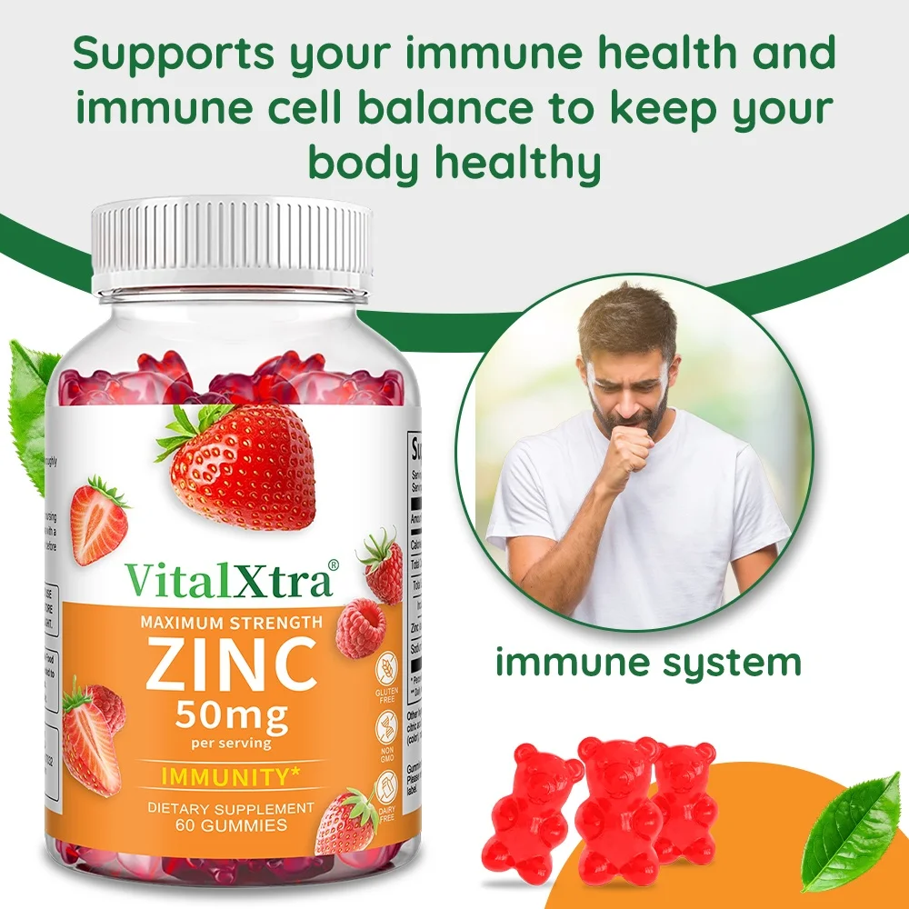 Zinc Gummies - Immune Support, Skin and Bone Health, Cell Regeneration, Antioxidant Protection, Seasonal Wellness