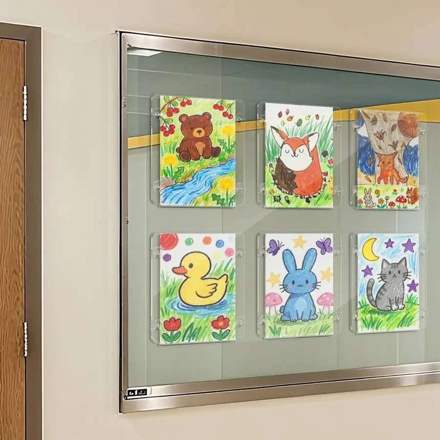 Support de panneau de fenêtre en acrylique, support de panneau de porte en verre avec 4 ventouses, support de fenêtre de 8.5x11 pouces pour afficher des dépliants, des notiques, du Doc