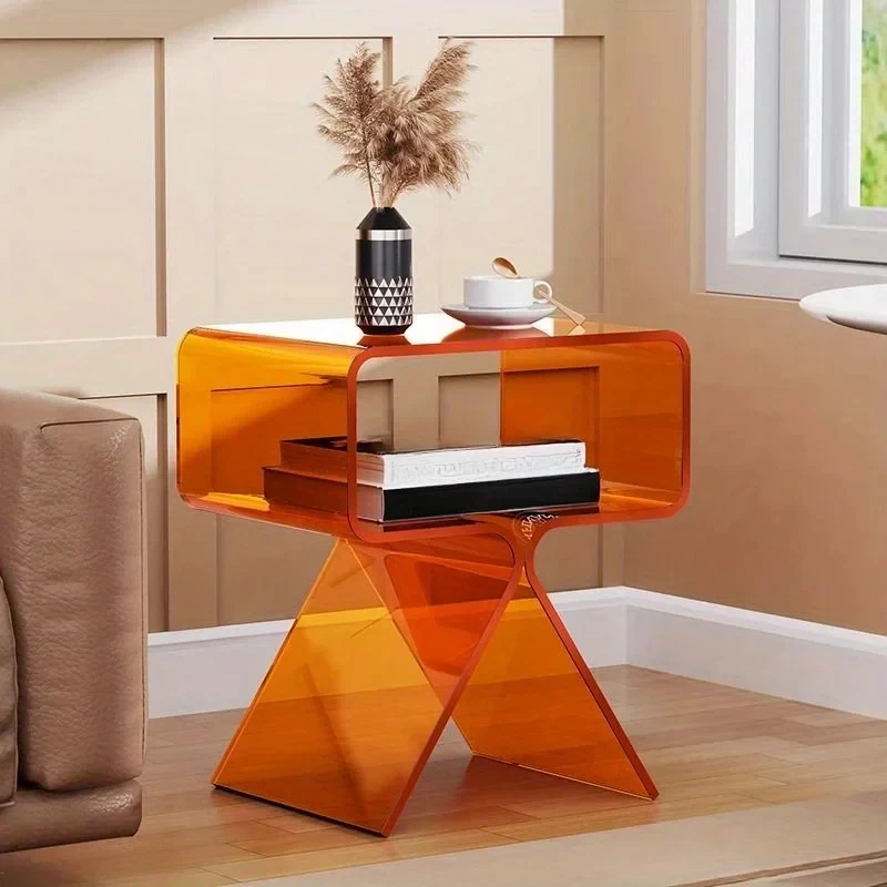Modern Transparent Acrylic Bedside Table - Creative Side Table, Small Narrow End Table