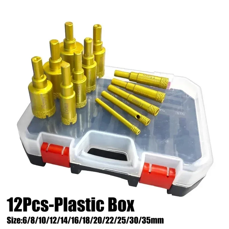 Diamond Coated Drill Bits Set 12Pcs 6-35mm Hole Saw Drill Kit tools Hand Tools for Glass Marble Granite Stone Tile Ceramic