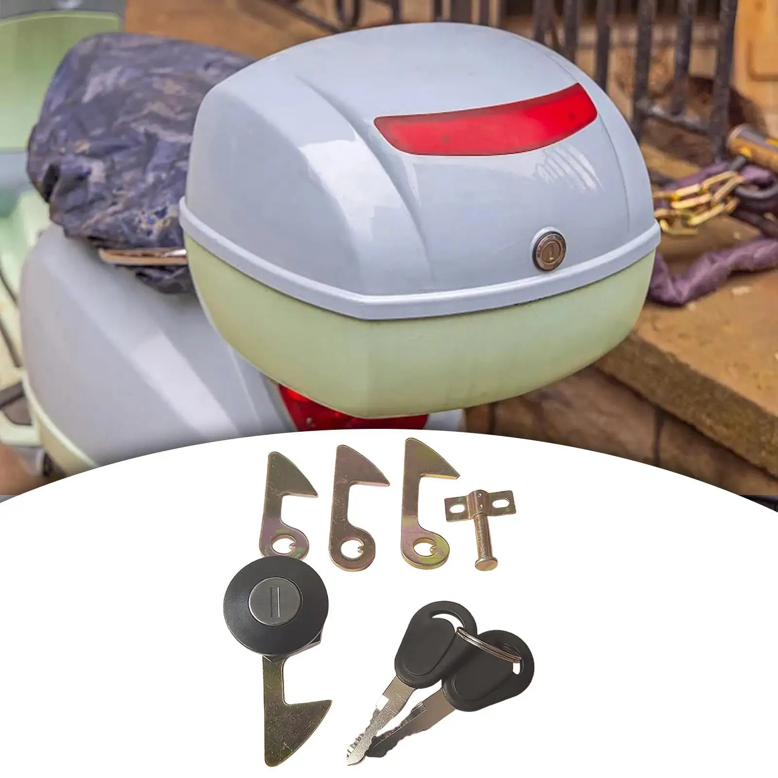 

Motorcycle Rear Trunk Lock Spare Parts Durable with 2 Keys Universal Replacement