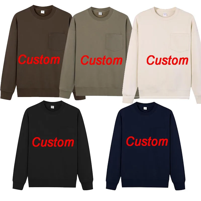 

DIY Custom LOGO Fashion Classic Street Style Pocket Hoodies Sweatshirts French Terry Cotton Hip hop loose oversize Pullover