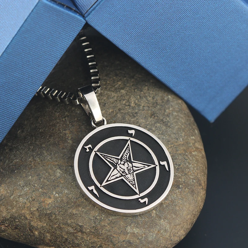 Church Of Satan Sigil Baphomet Lucifer Satanic Seal Signet Pagan Sterling Silver pendant