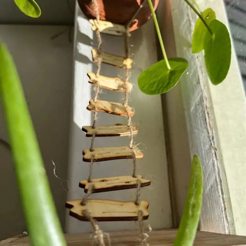 1pcs Cute Wooden Fairy Bridge Rope Ladder, Miniature Fairy Garden Decor For Home Courtyard Landscape, Photography Prop Accessory