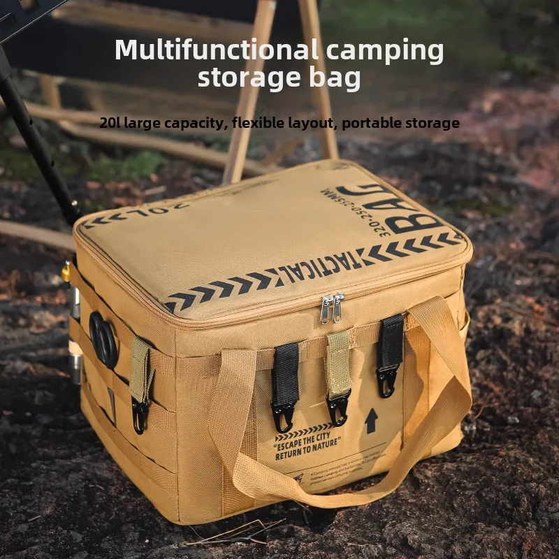 Caja de almacenamiento plegable para exteriores, caja de almacenamiento para equipo de camping y picnic, vajilla, utensilios de cocina, bolsa de almacenamiento táctica para campo