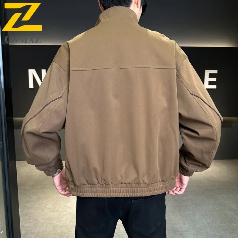سترة رجالي COMXZ بياقة واقفة على الطراز الكوري معطف عصري للزراعة الذاتية سترة واقية للخريف مقاومة للرياح للمكتب