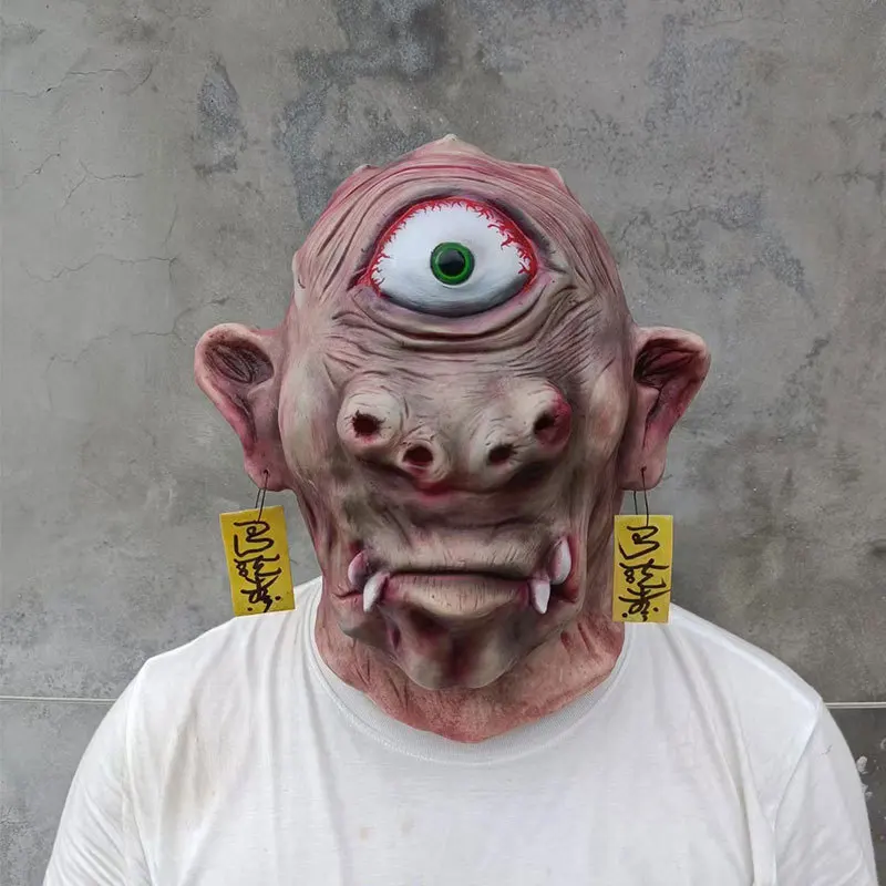 One Eyed Cyclops Halloween Horror Headgear Scary Alien Latex Mask Party Dressing