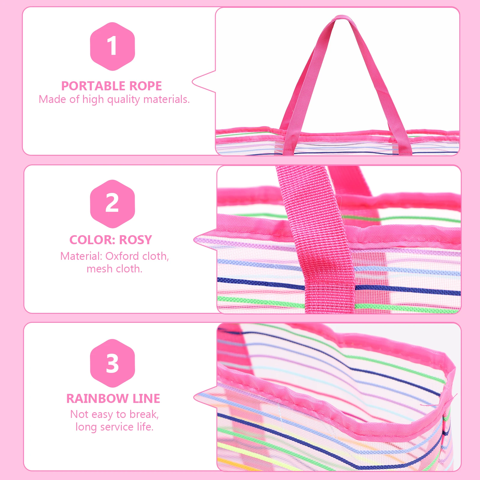 

2Pcs Mesh Beach Bag Backpack for Kids Colorful Print Storage Pouch Portable Seashell Collection Bag Lightweight Waterproof