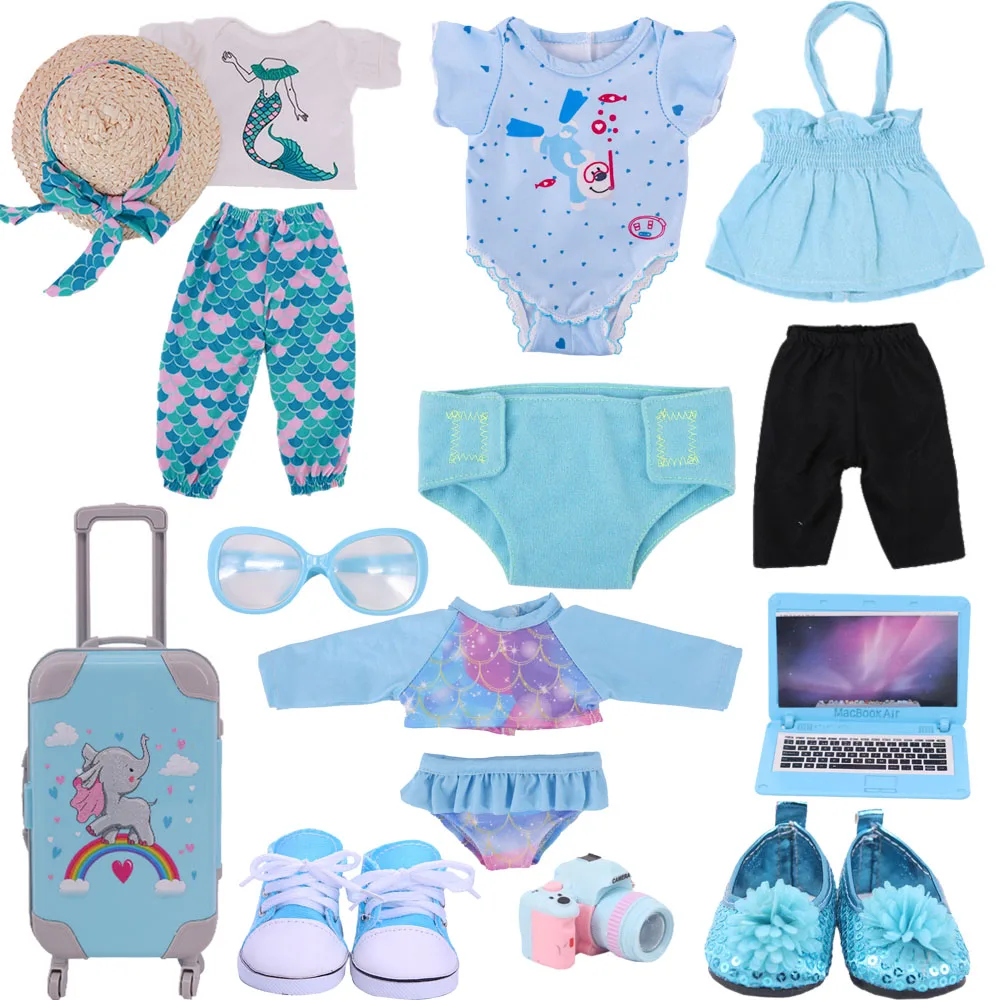 Reborn Doll Clothes Shoes Suitcase Accessories FitS 18 Inch American&43Cm Baby Born New Doll Our Generation Girl`s Toy DIY Gifts