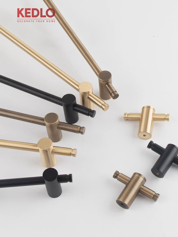 KEDLO Solid Brass 1000mm/800mm/700mm Towel Rack Kitchen Cabinet Antique Brass Handle Bathroom Brushed Brass Armrest Rack