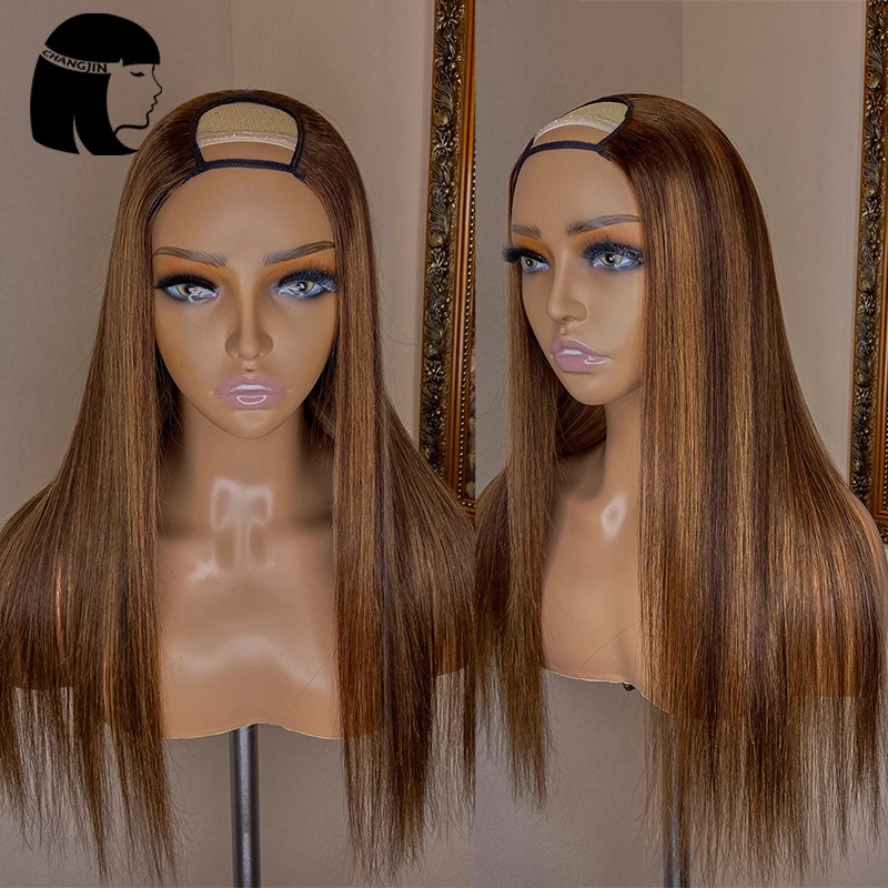 

Straight Highlight U Part Wigs Ombre Blonde Colored Human Hair Wigs For Women Brazilian Remy Full Machine Made U part Wigs