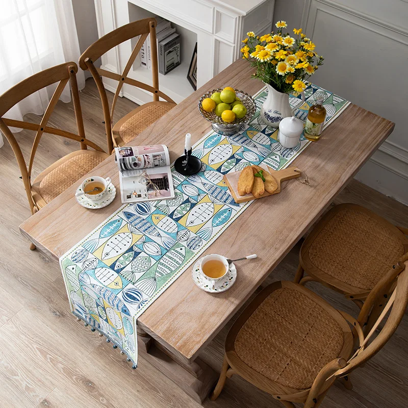 Chinese Style Luxury Table Runner Tassel Coffee Table Decor Hotel Home Decoration Tablecloth Classical Retro Table Cloth Textile