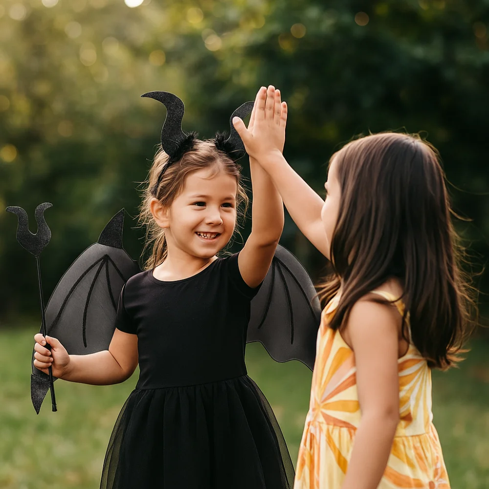 

3Pcs/Set Funny Halloween Cosplay Props Bat Wings with Tail Wand Halloween Costume Accessories Demon Horn Hair Band Party