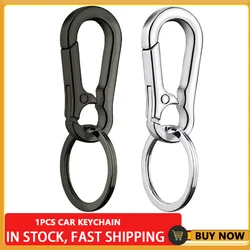 1Pc Durable Car Keychain One-Piece Molding Lightweight Material Stainless Steel Buckle Hook Outdoor Carabiner Shape Key Ring