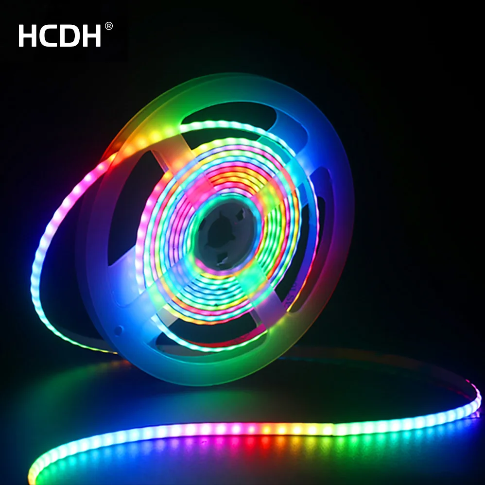 Tira LED COB endereçável individualmente, Pixel RGB para Carft, Decoração PC DIY, Gamer, 160LED/m, 5mm, Cor dos Sonhos, Fita LED ARGB, RGB-IC