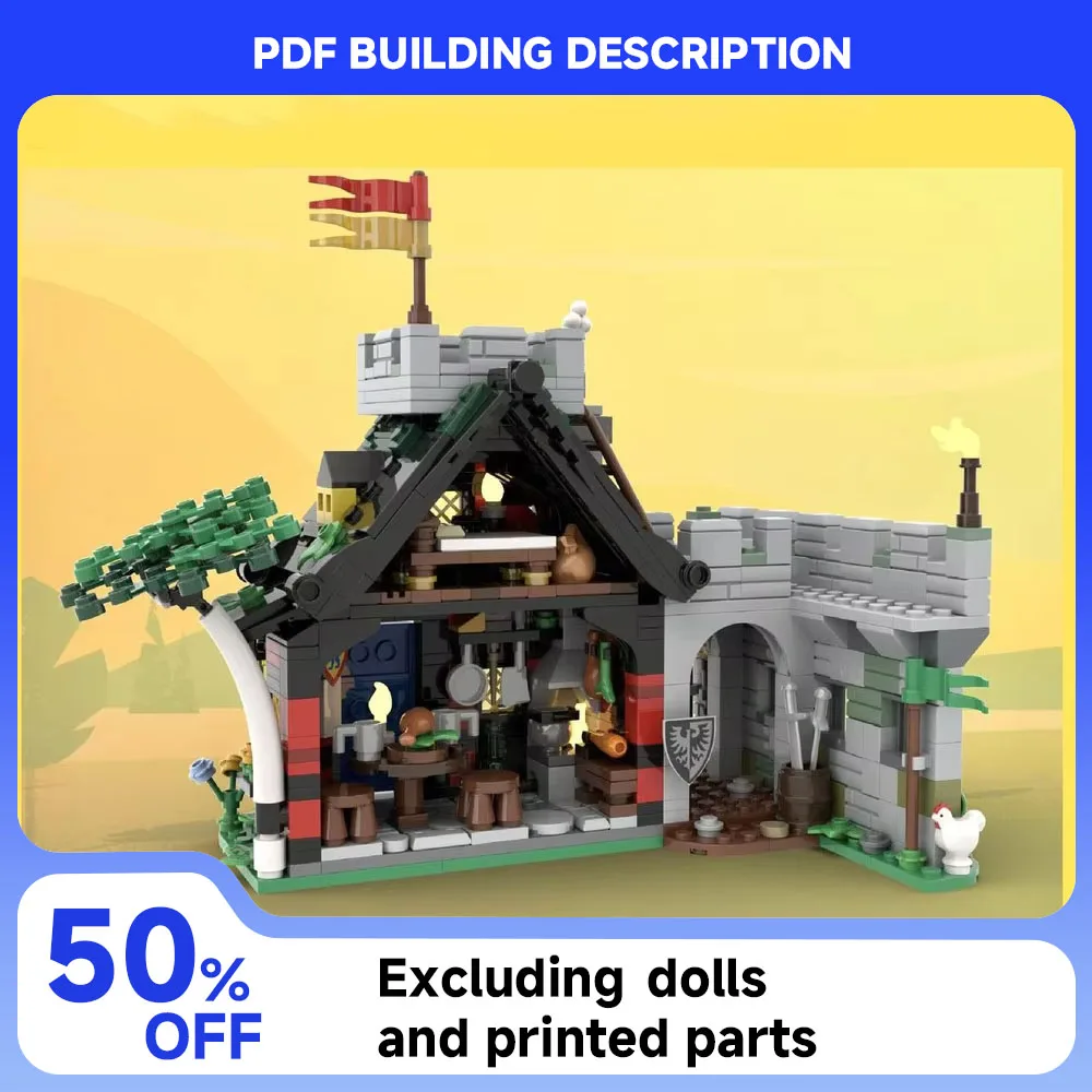 

Medieval Architecture MOC-114516 Castle Guard Inn Modular Model Building Block DIY Assembly Toy Children's Boy Birthday Gift Set