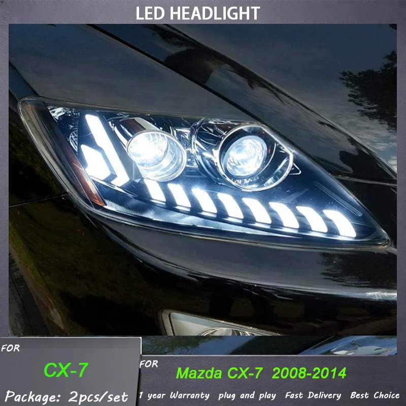 Car Lights For Mazda CX-7 Headlight 2008-2014 Upgrade Modified to New DRL Dynamic Turn Signal LED Headlight Auto Accessories