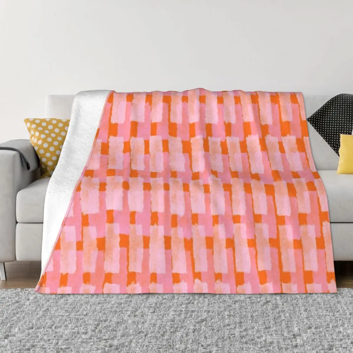 

Pink and Orange, Brush Strokes, Geometric Throw Blanket Bed linens Heavy Blanket furry sofa bed