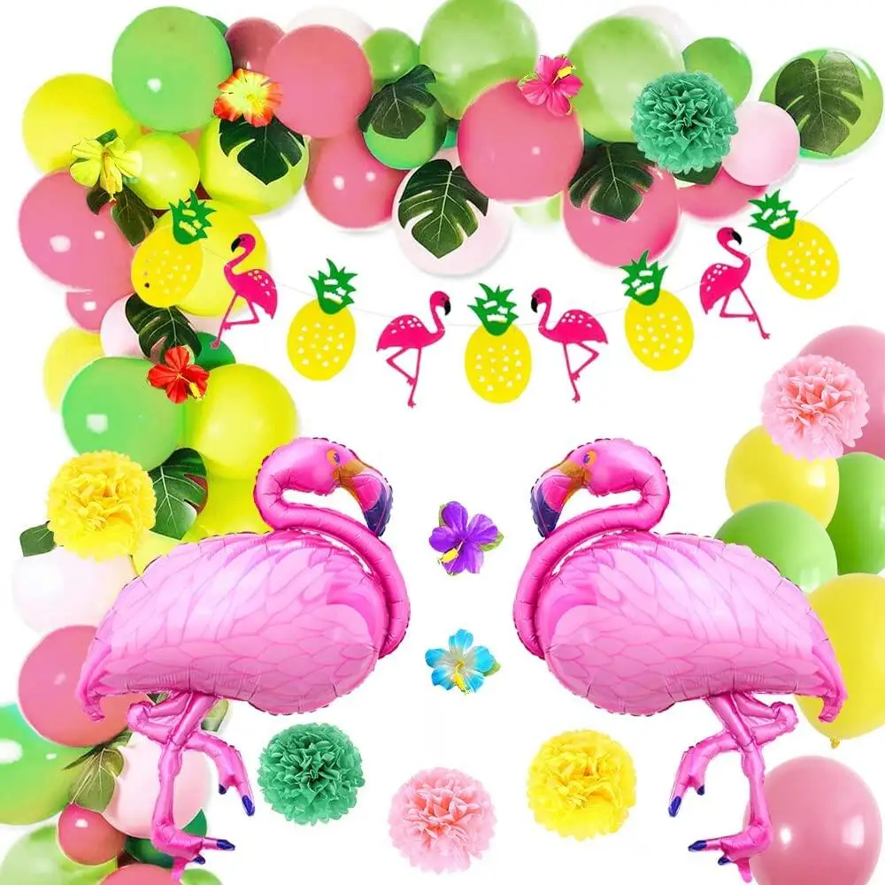 

Flamingo Balloon Tropical Hawaiian Party Decorations Children's Birthday Party Decorations Paper Pom Poms Summer Beach Party