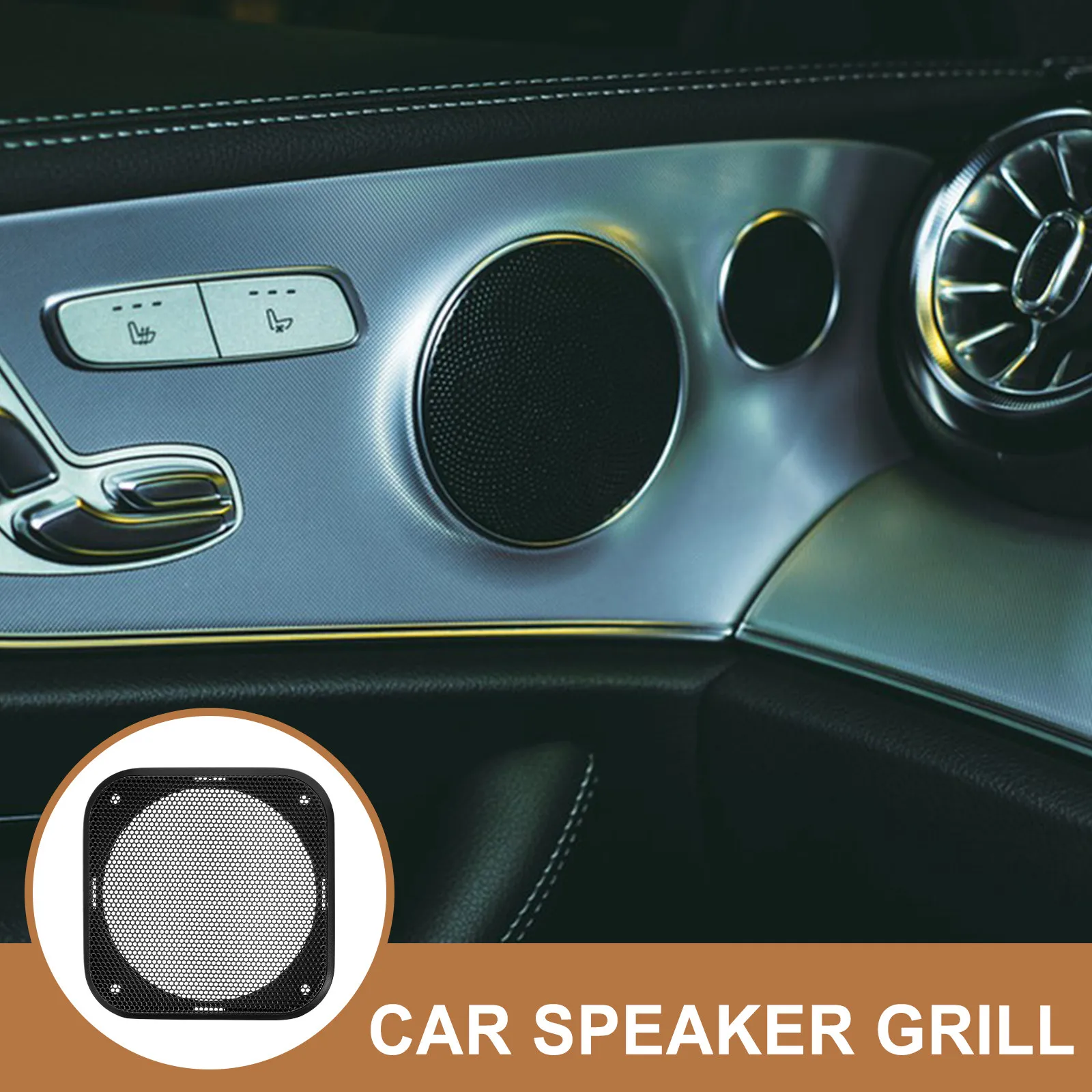 2Pcs Square Speaker Grill for Car 4 Inch Speakers Robust Metal Build Scratch Resistant Polished Finish Easy DIY Installation