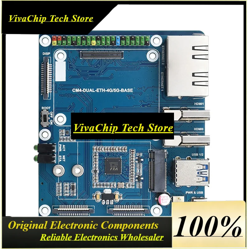 VivaS+ For CM4 Dual Gigabit Ethernet Port Backplane Core Board Computing Module 5G/4G/USB IoT Expansion Board