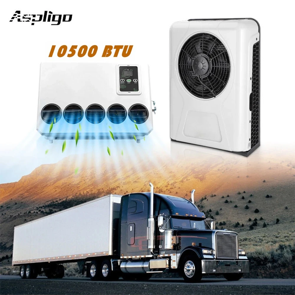 Aspligo 10500btu Truck Electric Split Air Conditioner 12V Parking Air Conditioning 24V For Car RV Tractors Camper Van Motorhome