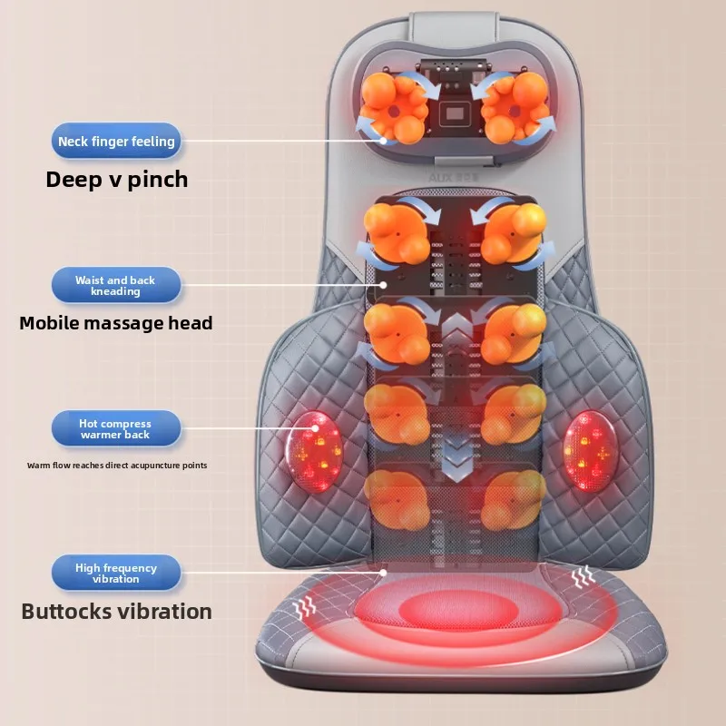 

Обновленное электрическое массажное кресло для всего тела, массажная подушка для шеи, спины, талии, тепловая вибрация, разминающие массажные подушечки для ног, сиденье для релаксации