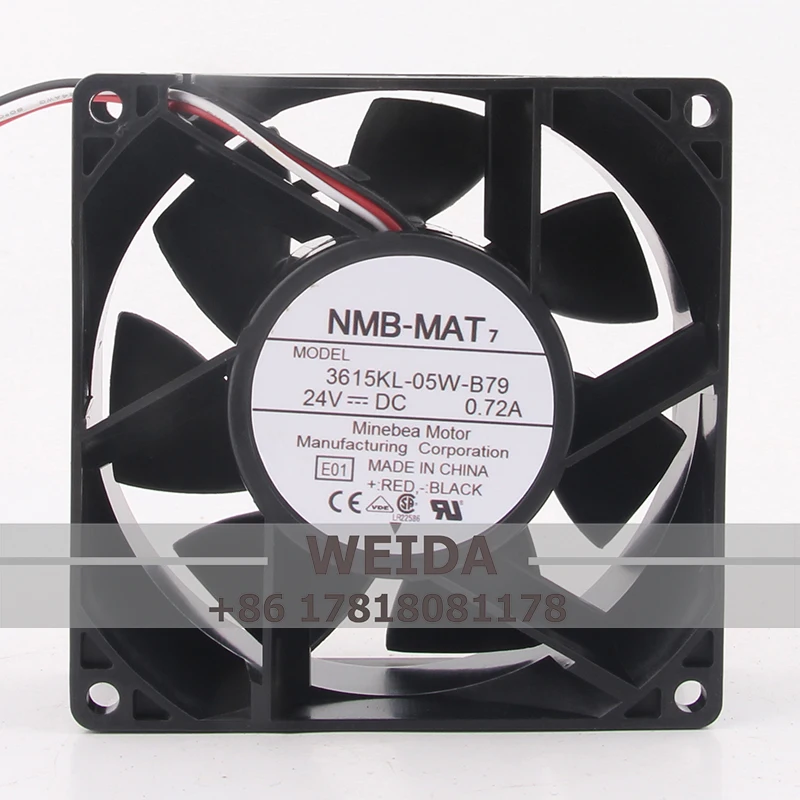 

3615KL-05W-B79 Case Fan Dual Ball Bearing for NMB 12V 48V DC24V 0.72A EC AC 90X90X38MM 9CM 9038 3-wire ABB Inverter Cooling Fan