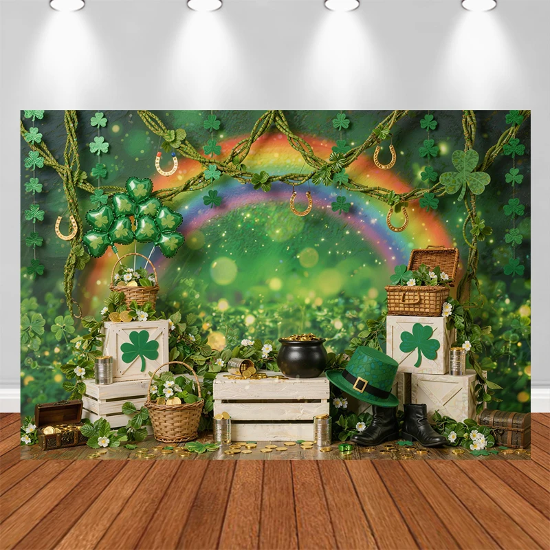 LS Photography Background Lucky Four Leaf Clover Magic Decoration Backdrop Baby Shower Newbron Party Portrait Studio Props