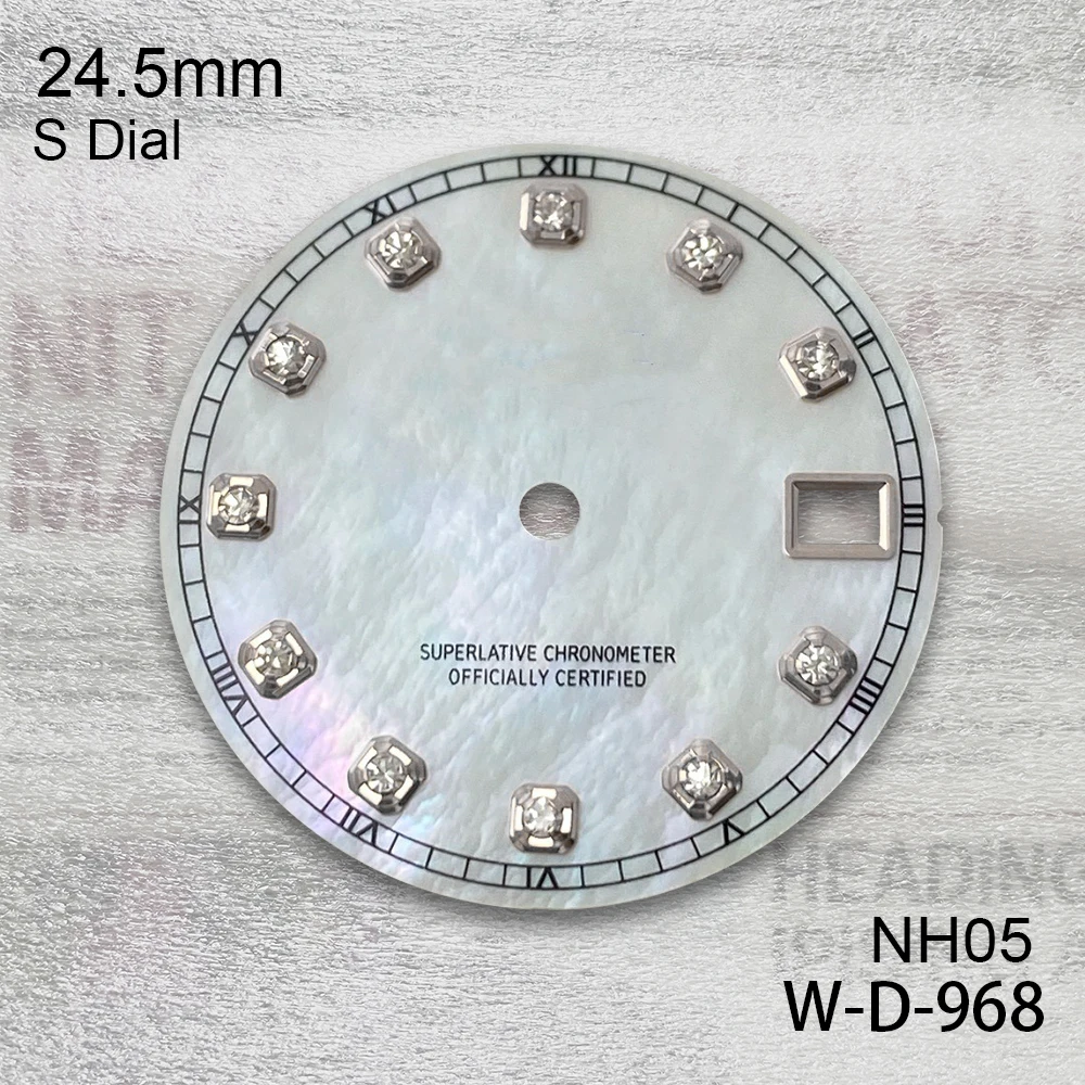 24.5 مللي متر S شعار الماس شل الطلب صالح NH05 اليابان حركة ساعة عالية الجودة تعديل الملحقات