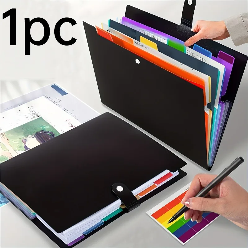 7/13-Slot Storage Box Document Organizer - Rainbow Accordion Folder & Multi-Layer File Storage Bag with Labels,Label Stickers