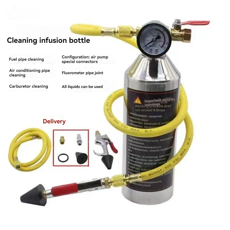 A/C AC Air Conditioner System Flush Canister Gun Kit R134 R12 R22 R410 R404 Set