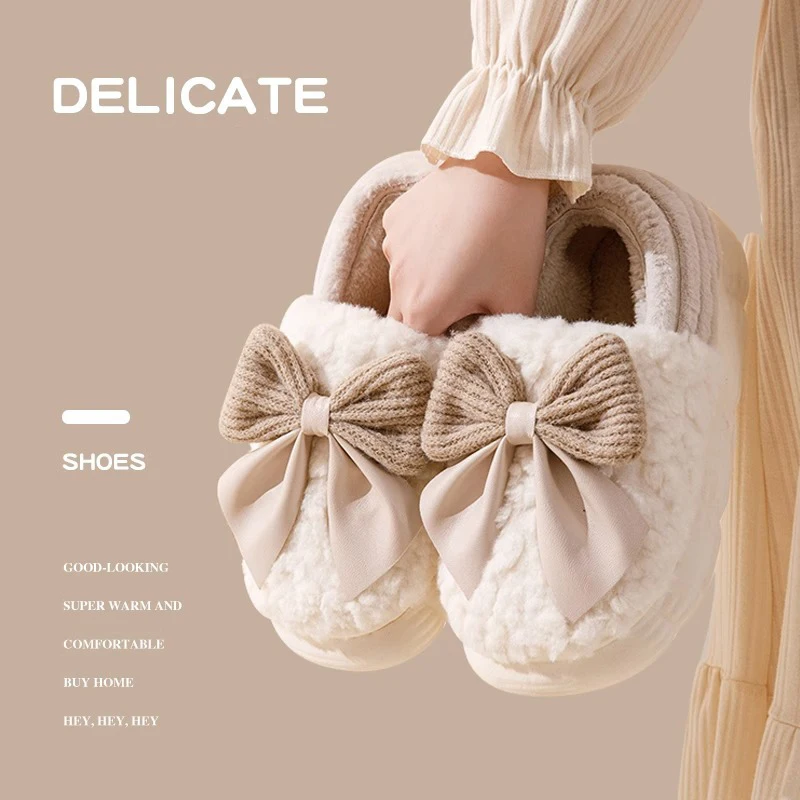 2023 Winter Warm Home Fur Slippers Women Luxury Faux Suede Plush Couple Cotton Shoes Indoor Bedroom Flat Heels Fluffy Slippers