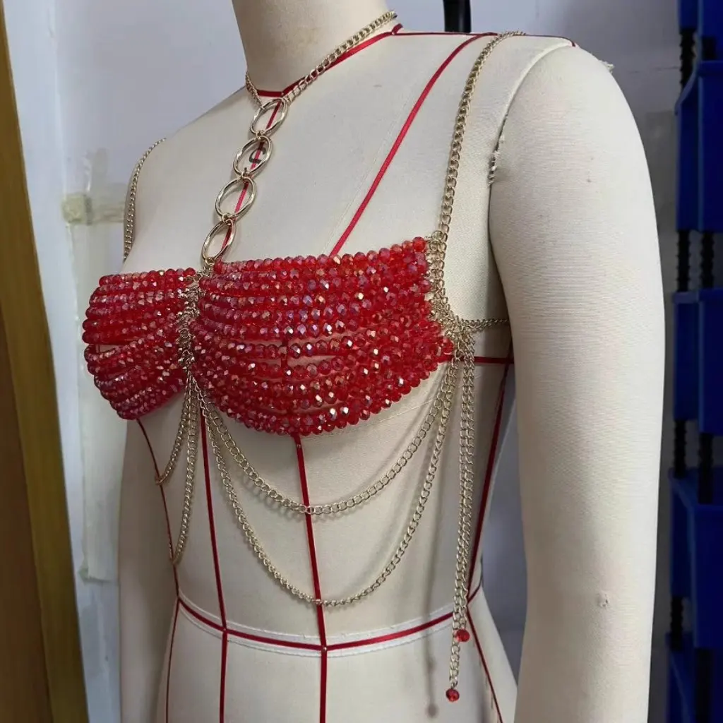 

Pearl Multilayer Chest Chain Q5001Y Women's Fashion Jewelry Body Chain Accessory