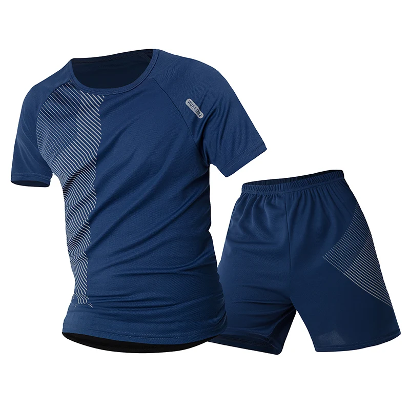 Conjunto de manga corta para hombre Four Seasons de 2 piezas, camiseta de secado rápido para deportes juveniles, correr, cómodo, informal de moda