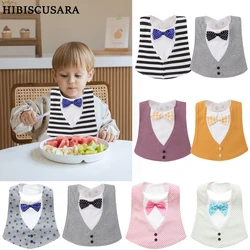 Pure Cotton Baby Bibs Infant Boy Gentleman Bib With Bow Tie Toddler Fashion Burp Cloths Feeding Bibs Boys Saliva Towel