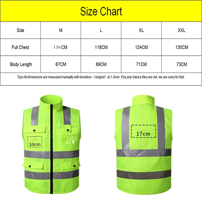 High Visibility Security Reflective Vest Pockets Design Reflective Vest Outdoor Traffic Safety Cycling Wear