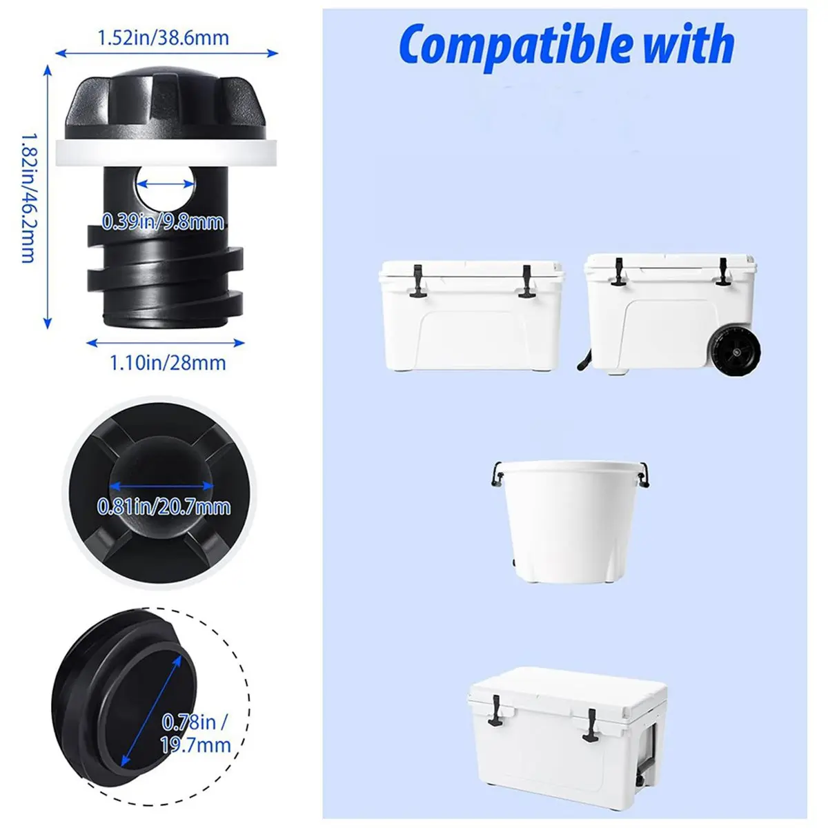 Cooler Drain Plug for ,2 Pack Replacement Cooler Accessories,for ,Tank and Coolers,Ice Chest Plug
