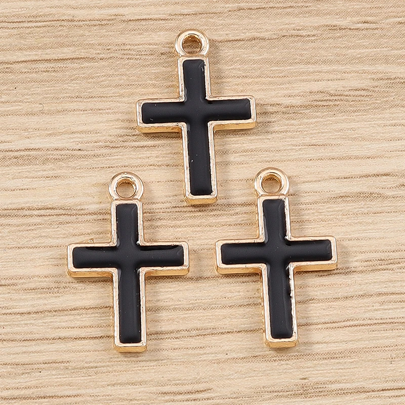 10 Stück 10 x 16 mm niedliche Emaille-Kreuz-Charms-Anhänger für Schmuckherstellung, Halsketten, Ohrringe, Armbänder, DIY, handgefertigtes Bastelzubehör – Detail 5